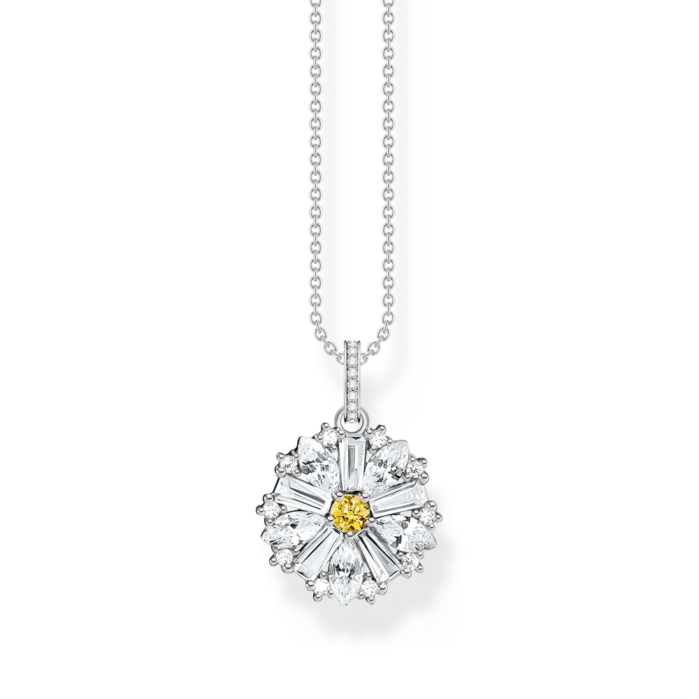 Pendentif marguerite, argent, zircons blancs et jaune - KE2086-051-4-L45V - Thomas Sabo