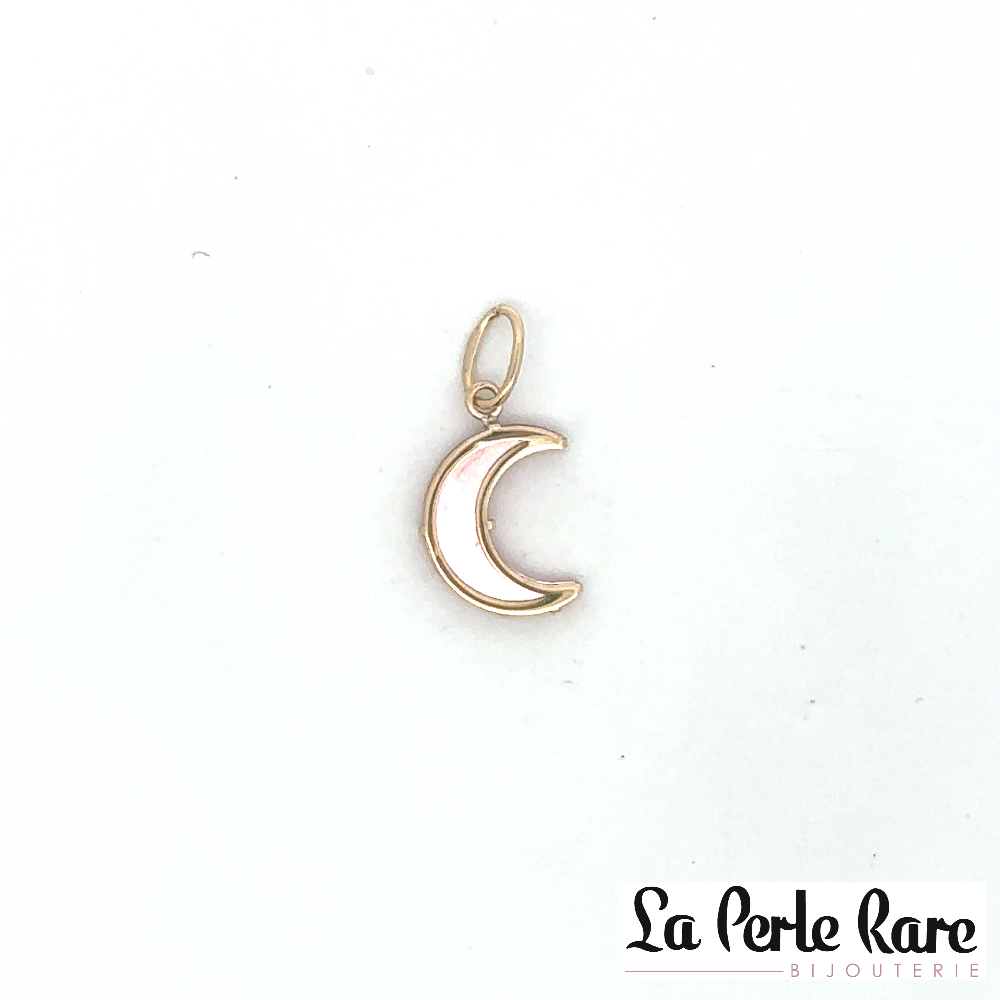 Pendentif lune, or jaune 10 carats, nacre de perle rosé - 11719-C-ROSE - Exclusivités