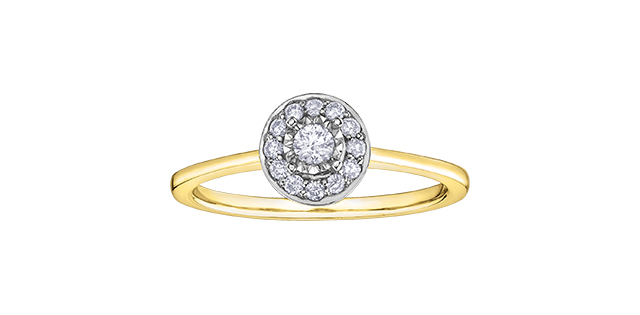 Bague or 2 tons (jaune/blanc) 10 carats, 19 points de diamants total - DX818YW19 - Corona