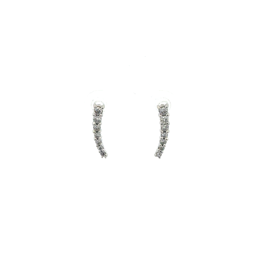 Boucles d’oreilles grimpeuses en or blanc 10 carats avec 25 points de diamants de laboratoire au total