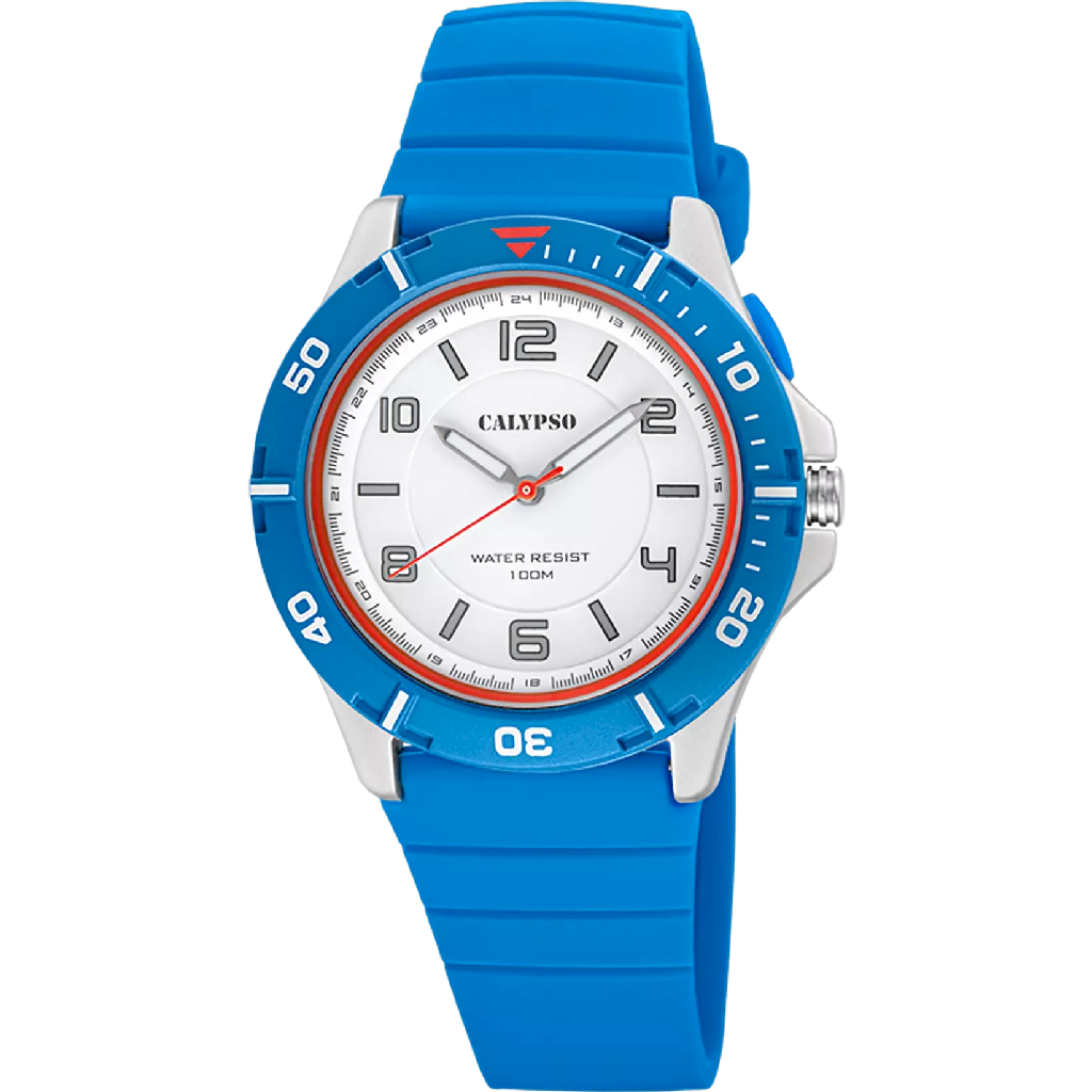 Montre silicone bleu, fond blanc - K5857-2 - Calypso Watches