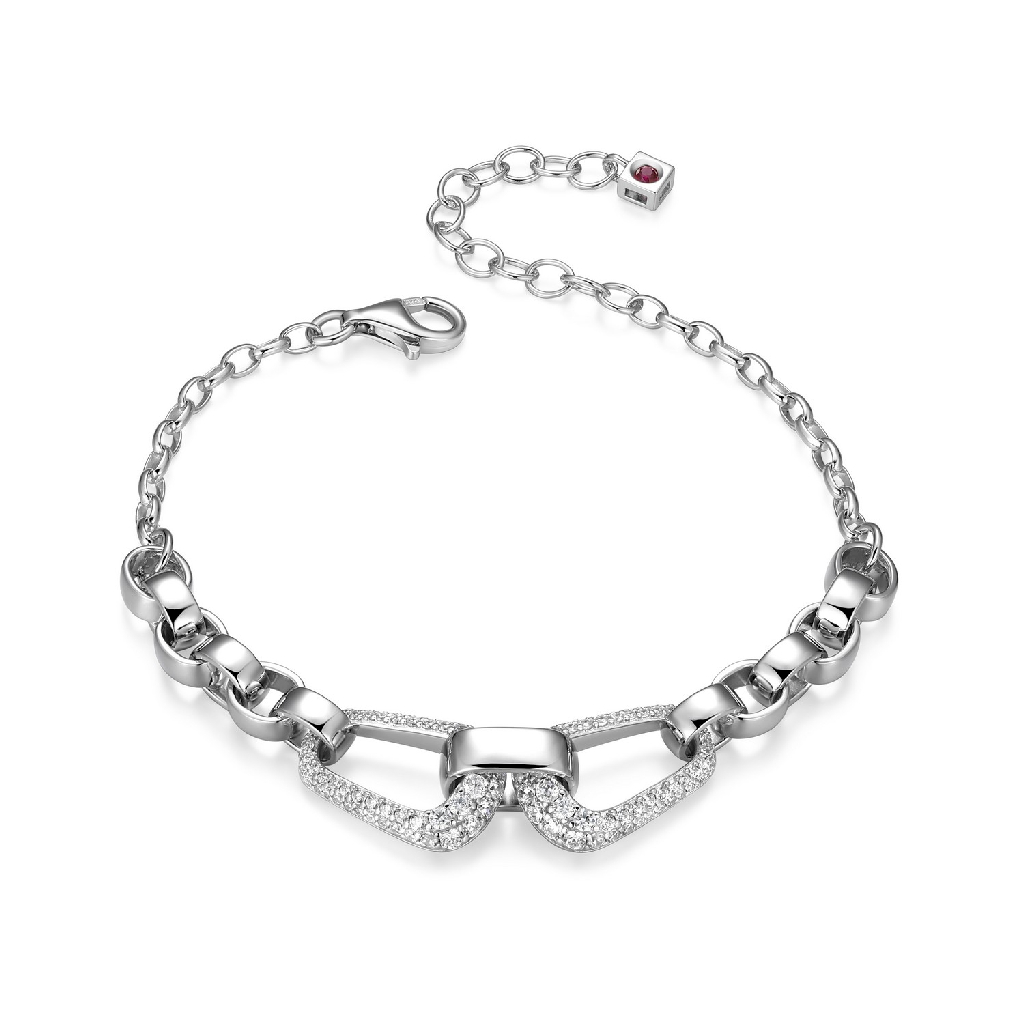 Bracelet argent rhodié, zircons incolores - R1LAQA004R - Elle