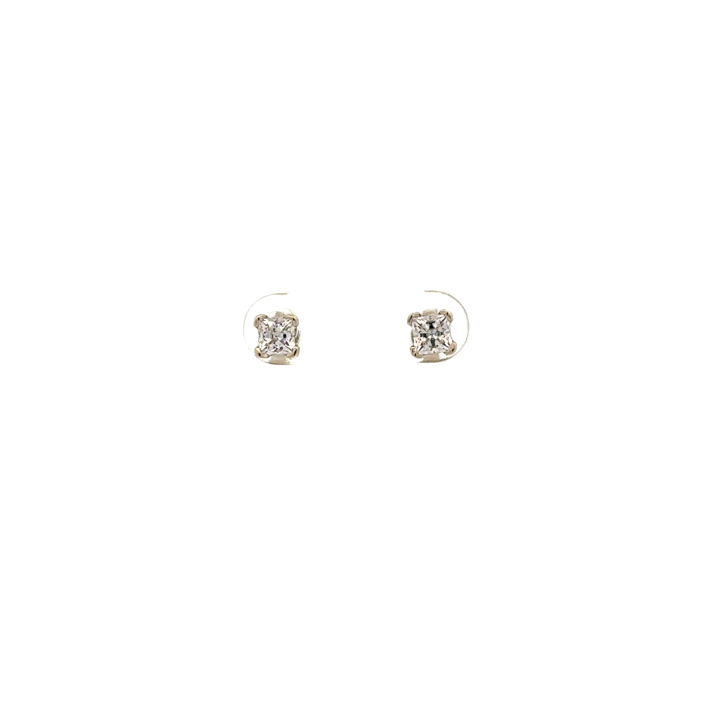 Boucles d'oreilles fixes or blanc 14 carats, 25 points de zircon incolore total - 12-31-25-D - Exclusivités