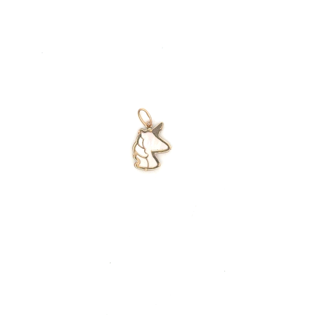 Pendentif licorne, or jaune, nacre de perle - 12122-C - Exclusivités