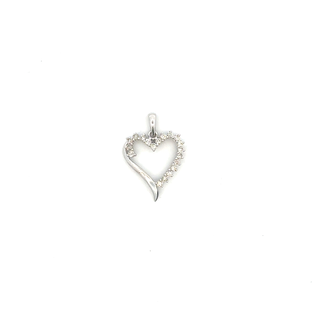 Pendentif coeur, or blanc 10 carats, 25 points de diamant total - SKP20362-25 - Exclusivités
