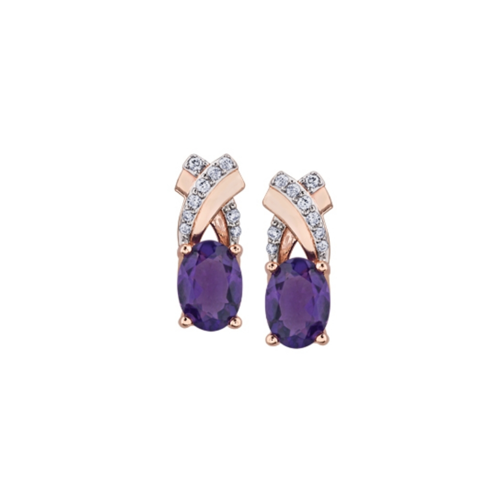 Boucles d’oreilles or rose améthyste et diamants - DD2846 - Corona