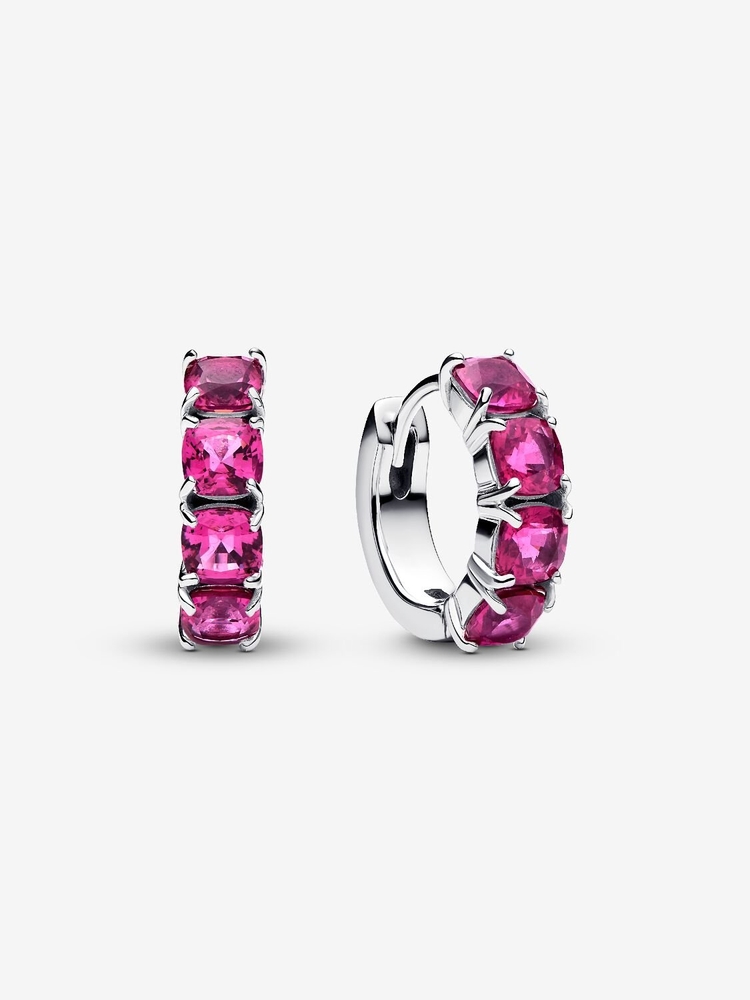 Anneaux de type huggies argent, cristaux roses - 293851C02 - Pandora