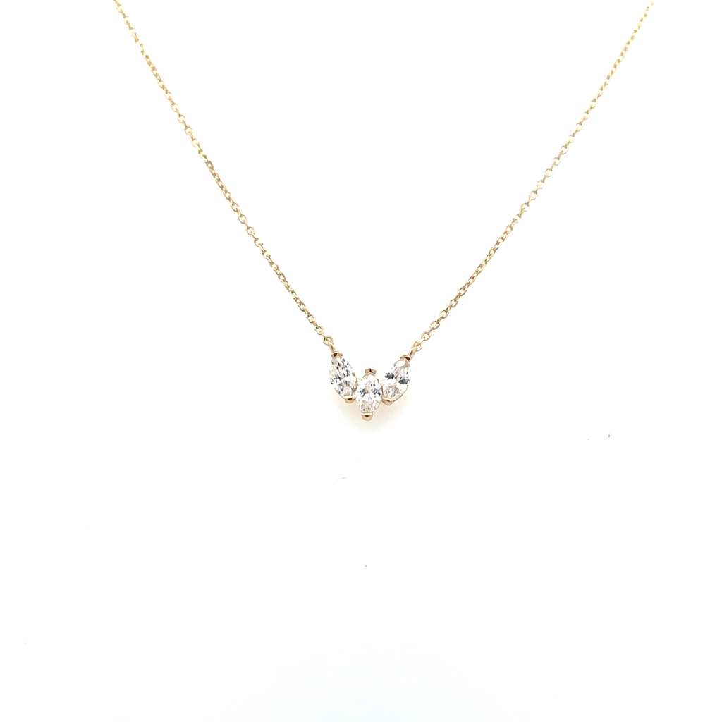 Collier or jaune 10 carats, zircons incolores - GA49571 - Pure Romance