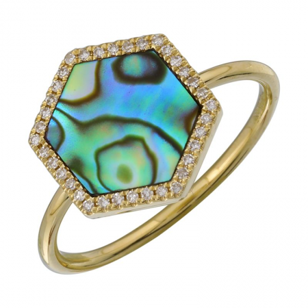 Bague or jaune, abalone 96 pts, 8 pts dia tot Bague or jaune, abalone 96 pts, 8 pts dia tot