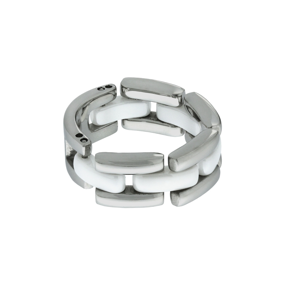 Bague acier, céramique blanche - T4X5250170 - Steelx