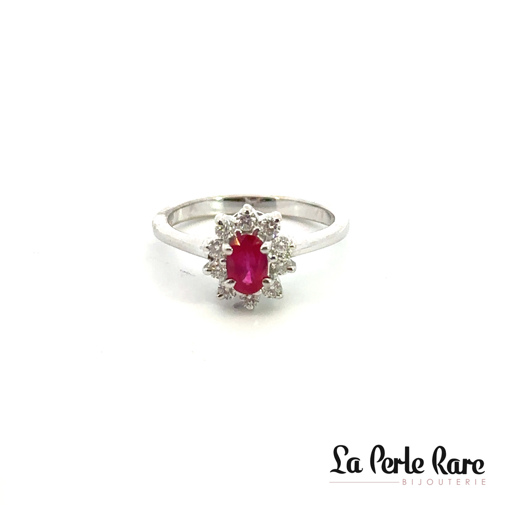 Bague or blanc 30 pts dia i-i & rubis - 20339495 - Exclusivités