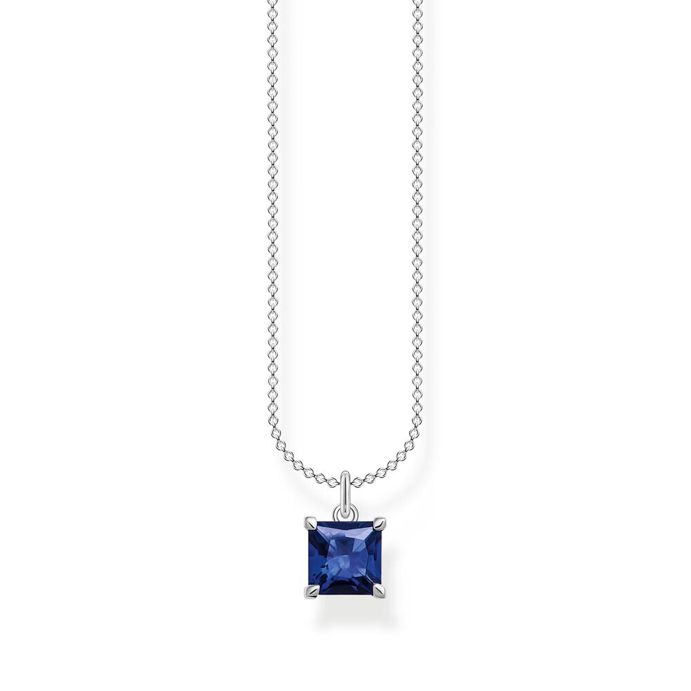 Pendentif solitaire argent, zircon bleu Pendentif solitaire argent, zircon bleu