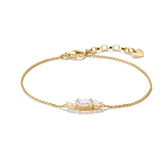 Bracelet alliage premium plaqué or 18 carats, zircons incolores