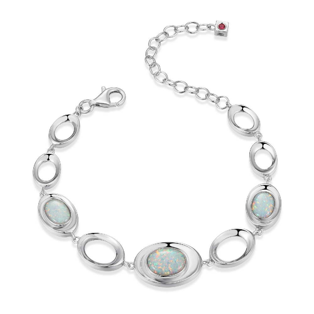 Bracelet argent rhodié, opales de laboratoire - R1LAPQ394P - Elle