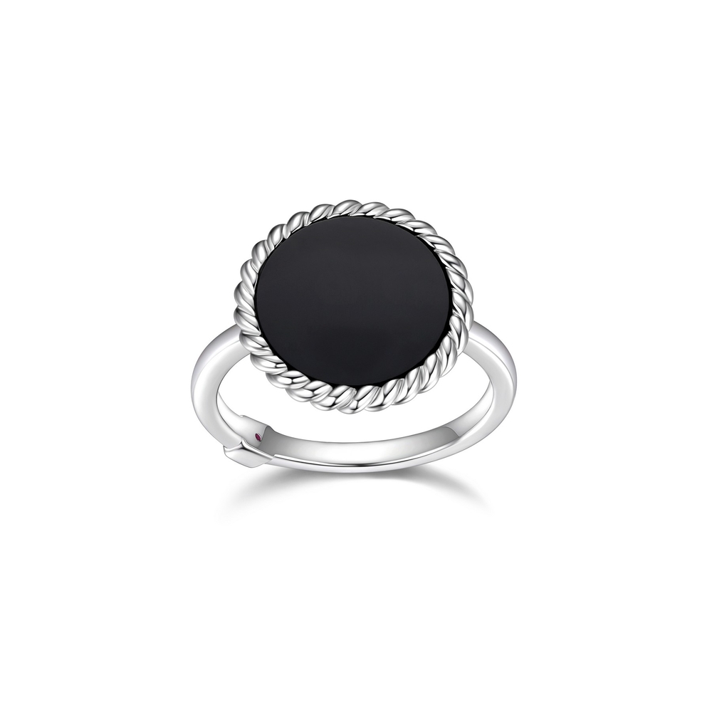 Bague argent rhodié, agate noire - R4LAE227AC - Elle