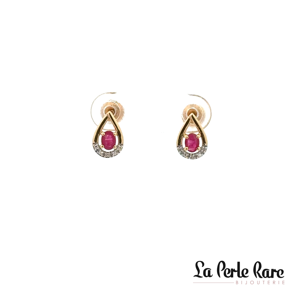 Boucle d'oreille rubis et 3 points diamants - SKS21800RUB - Exclusivités