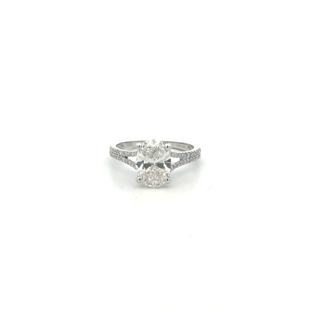 Bague or blanc 10 carats, 225 points de diamant de laboratoire total, VS1/F, certificat