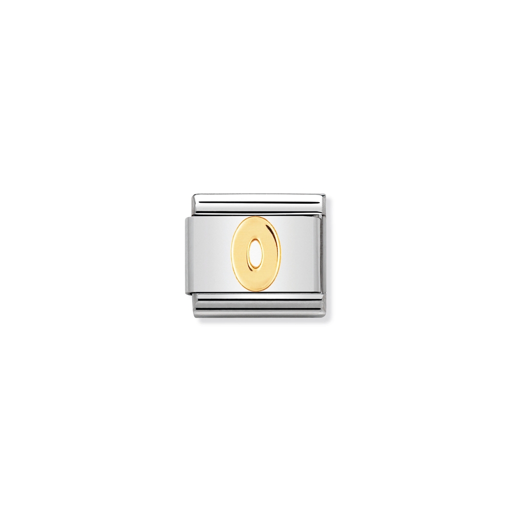 Maille classique chiffre 0, acier inoxydable, finition or jaune 18 carats - 03010200 - NOMINATION