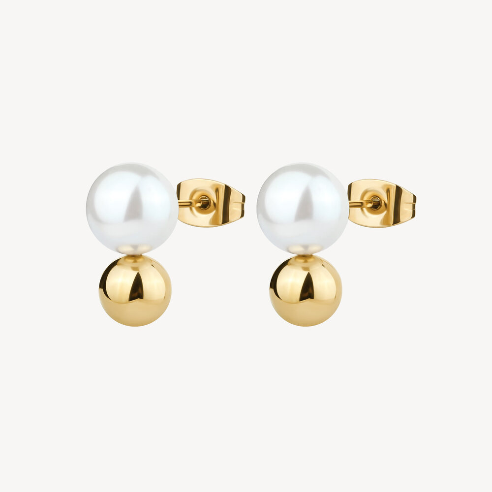 Boucles d'oreilles fixes acier inoxydable finition doré, perles - BPC23 - Brosway Italia