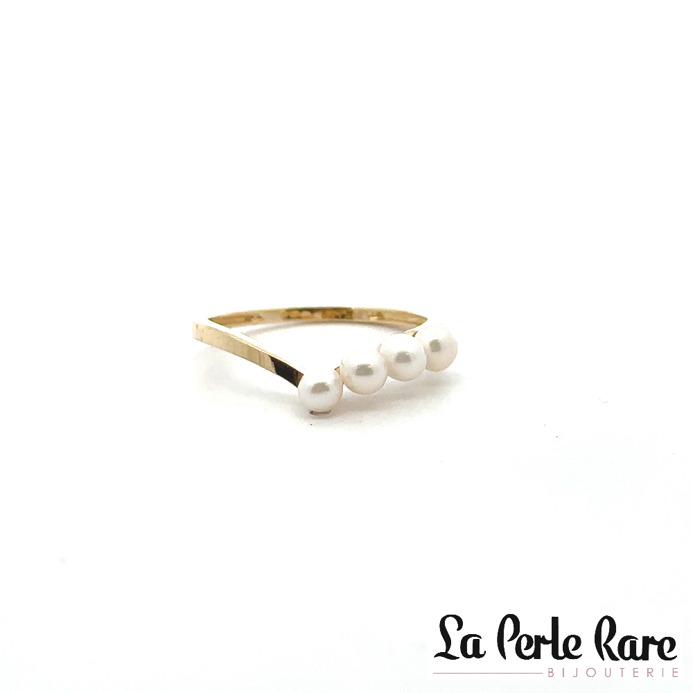 Bague or jaune 10 carats, perles - ST46383 - Pure Romance