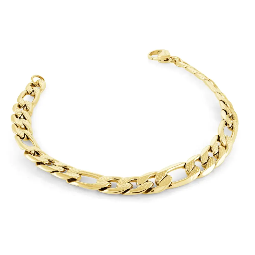 Bracelet figaro acier doré - SMB503 - Italgem Steel