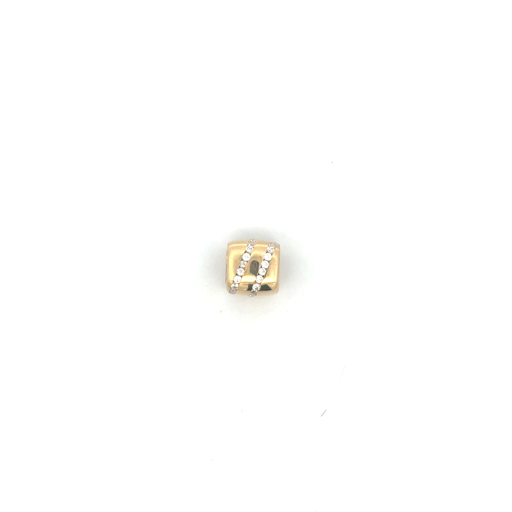 Pendentif cubique, or jaune 10 carats, zircons incolores