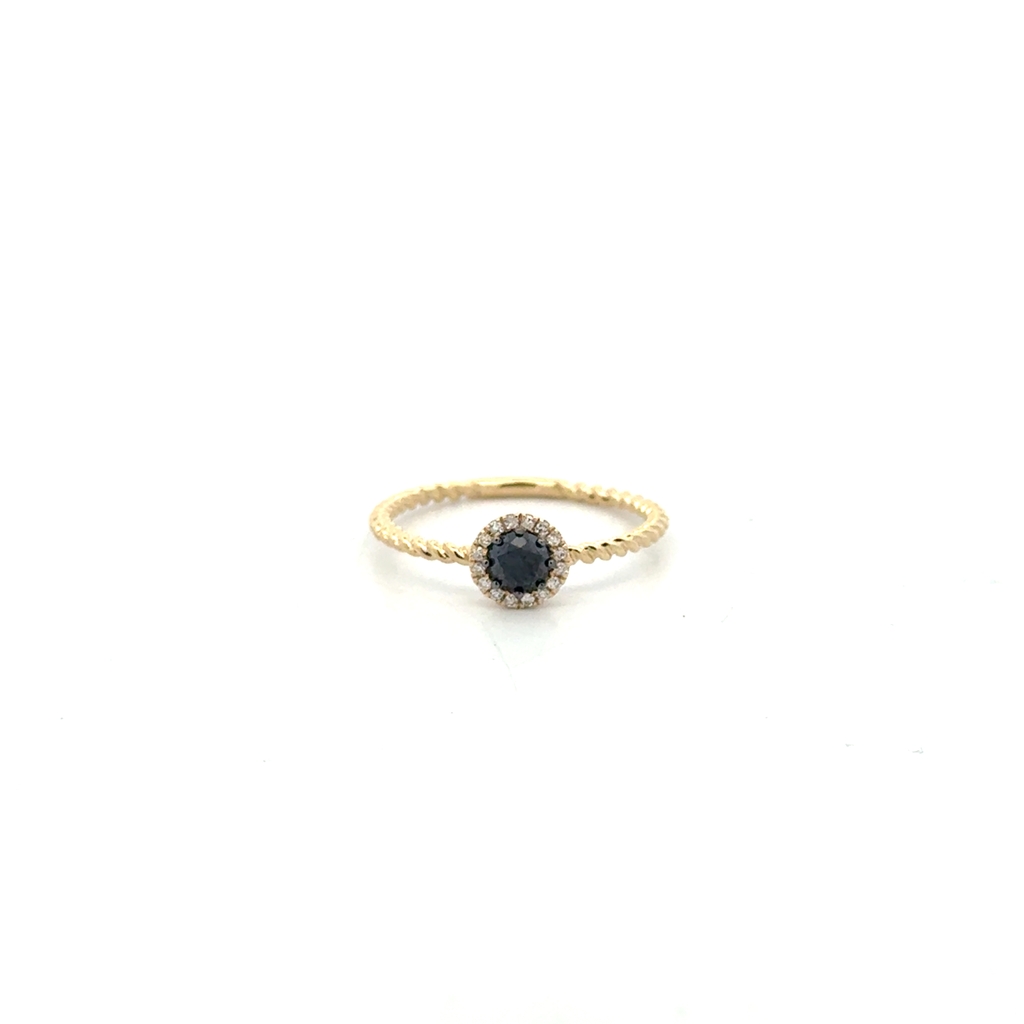 Bague or jaune 10 carats, 35 points de diamants noirs et blancs total