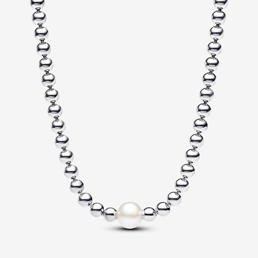 Collier billes, argent, perle d'eau douce - 393176C01-45 - Pandora