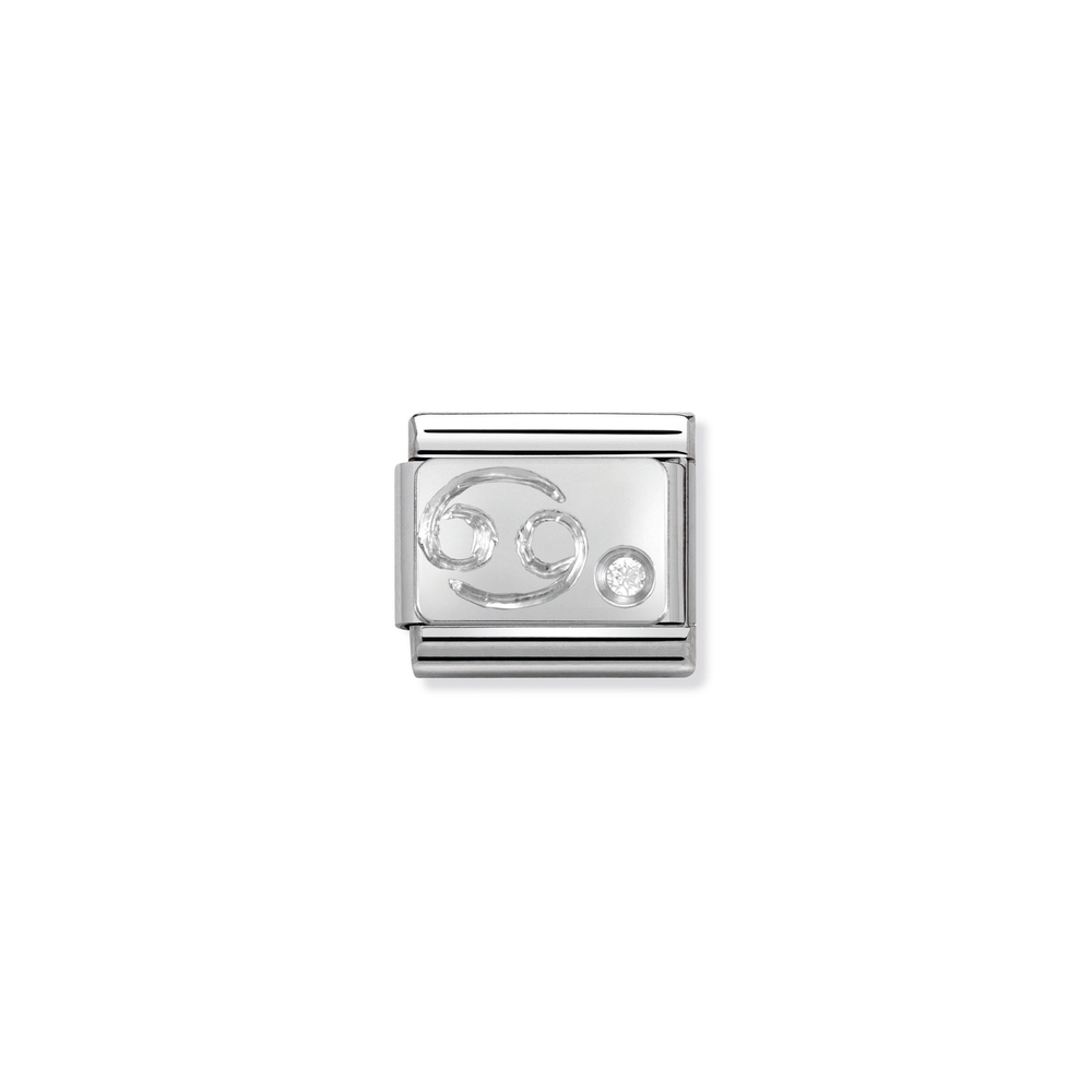 Maille classique zodiaque Cancer, acier inoxydable, argent, zircon incolore - 33030204 - NOMINATION