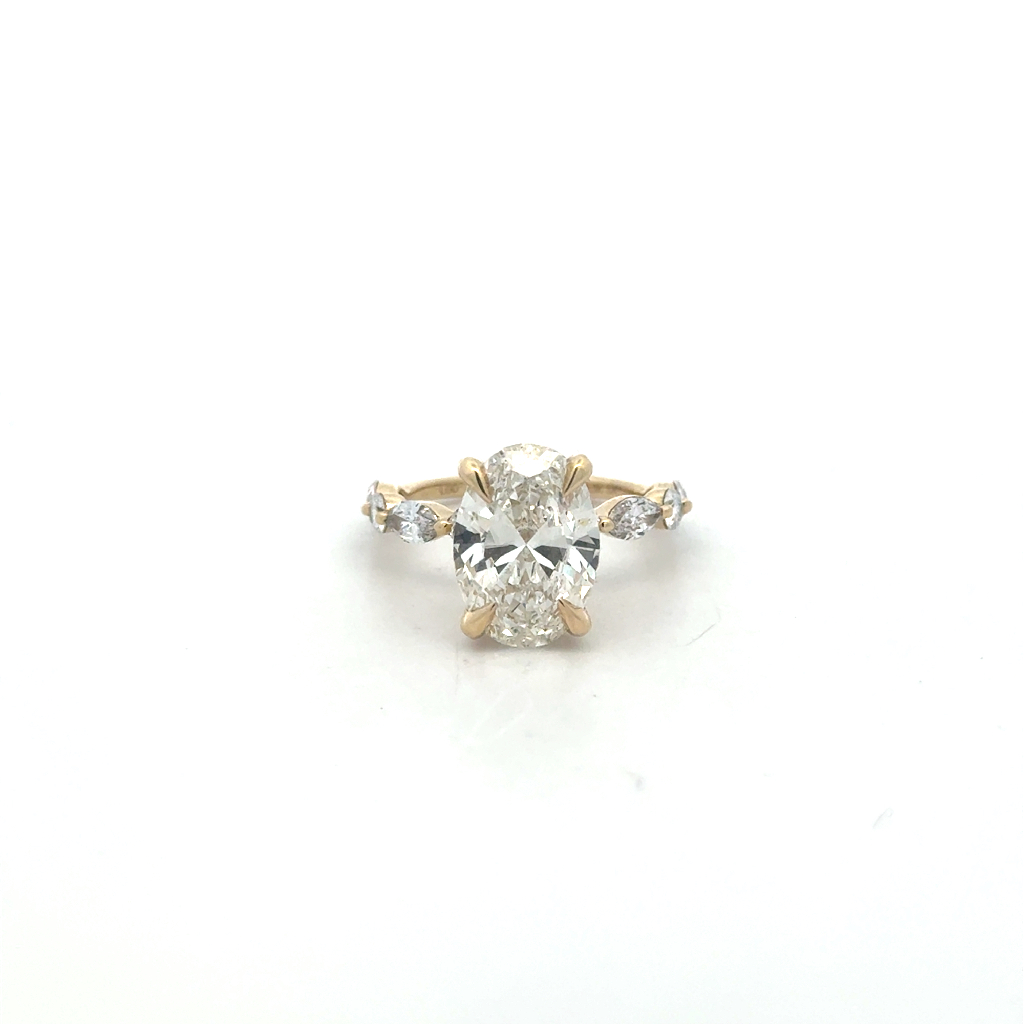 Bague or jaune 10 carats, 500 points de diamant de laboratoire total, VS1/F, certificat