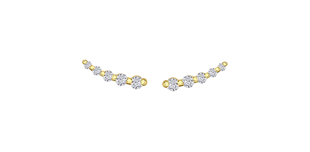 Boucles d'oreilles grimpantes or jaune 10 carats, 25 points de diamants total - DD8247Y25 - Corona