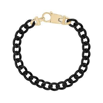 Bracelet gourmette, acier inoxydable 2 tons (noir/jaune) - AS-B417BK-8 - Arz Steel