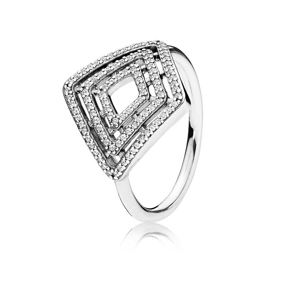 Bague traits géométriques cz incolore - 196210CZ-50 - Pandora