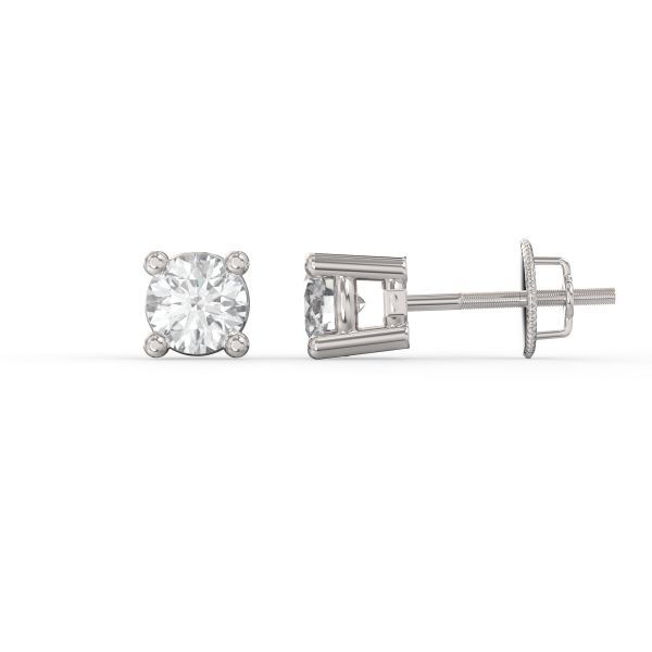 Boucles d'oreilles fixes vissées or blanc 14 carats, 15 points de diamant de laboratoire total, VS certificat - S-022EW-15 - Malo