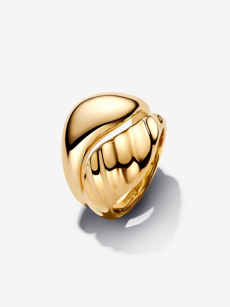 Bagues superposables ondulées, métal unique plaqué d'or 14 carats - 163832C00-52 - Pandora