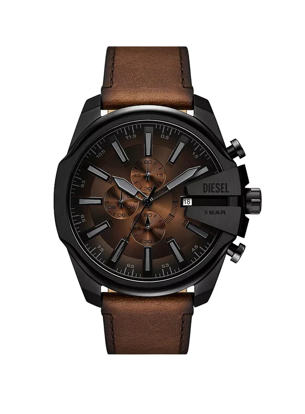 Diesel brown leather and stainless steel Slim watch, brown dial
