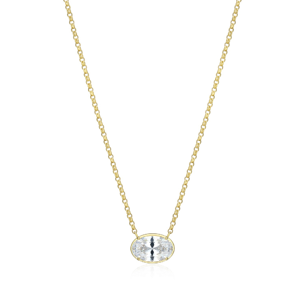 Collier Serenelle, argent finition or jaune, zircon incolore