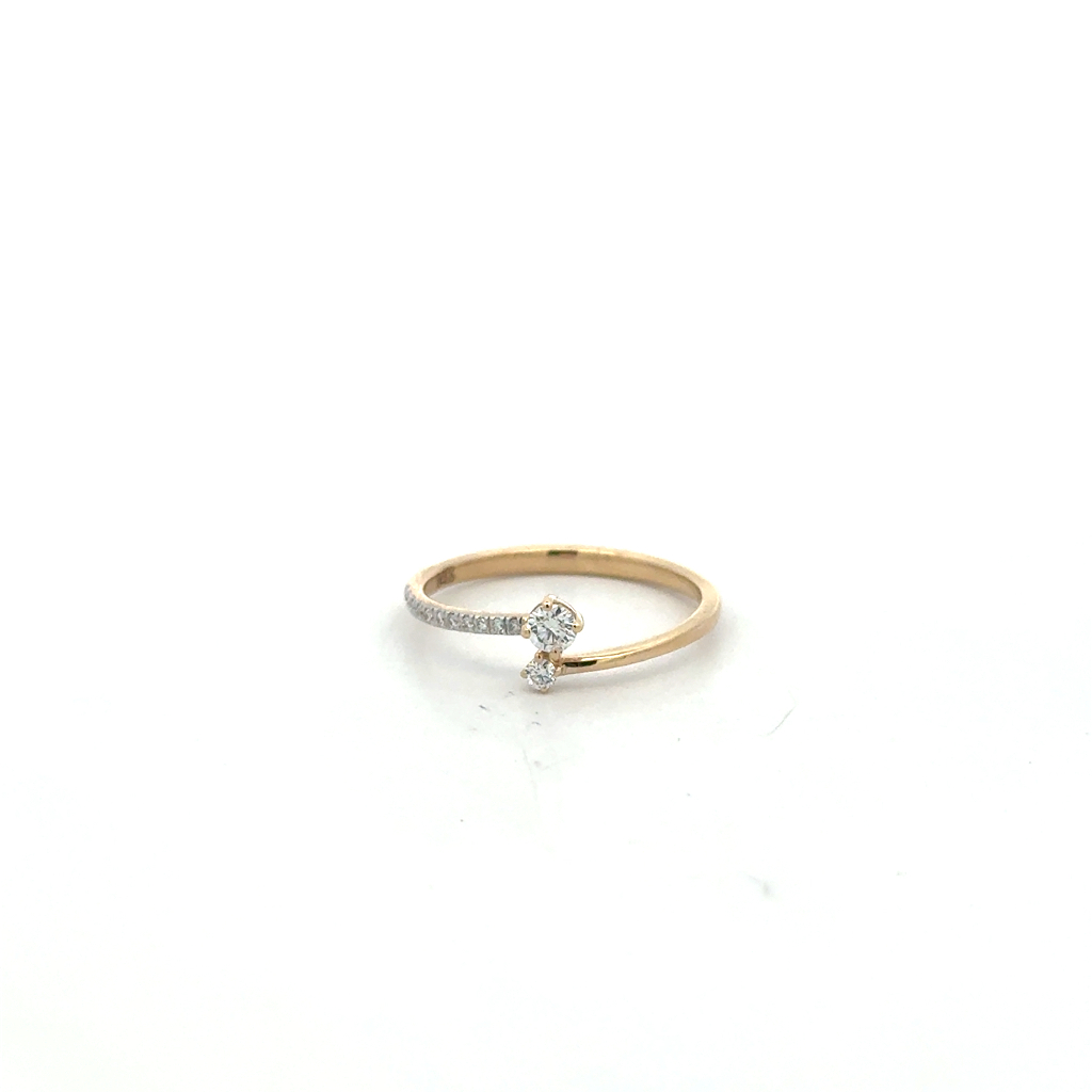Bague or jaune 14 carats, 17 points de diamant total, SI/FG