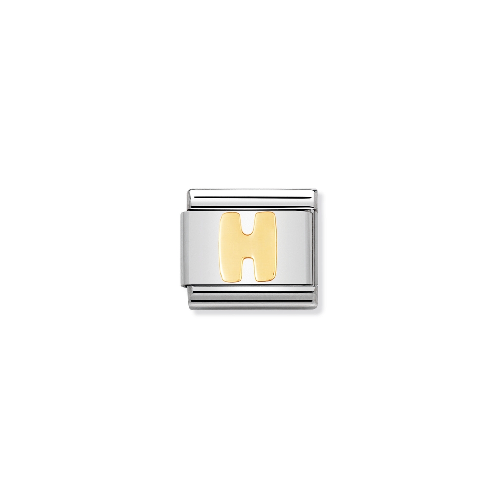 Maille classique lettre H, acier inoxydable, finition or jaune 18 carats - 03010108 - NOMINATION