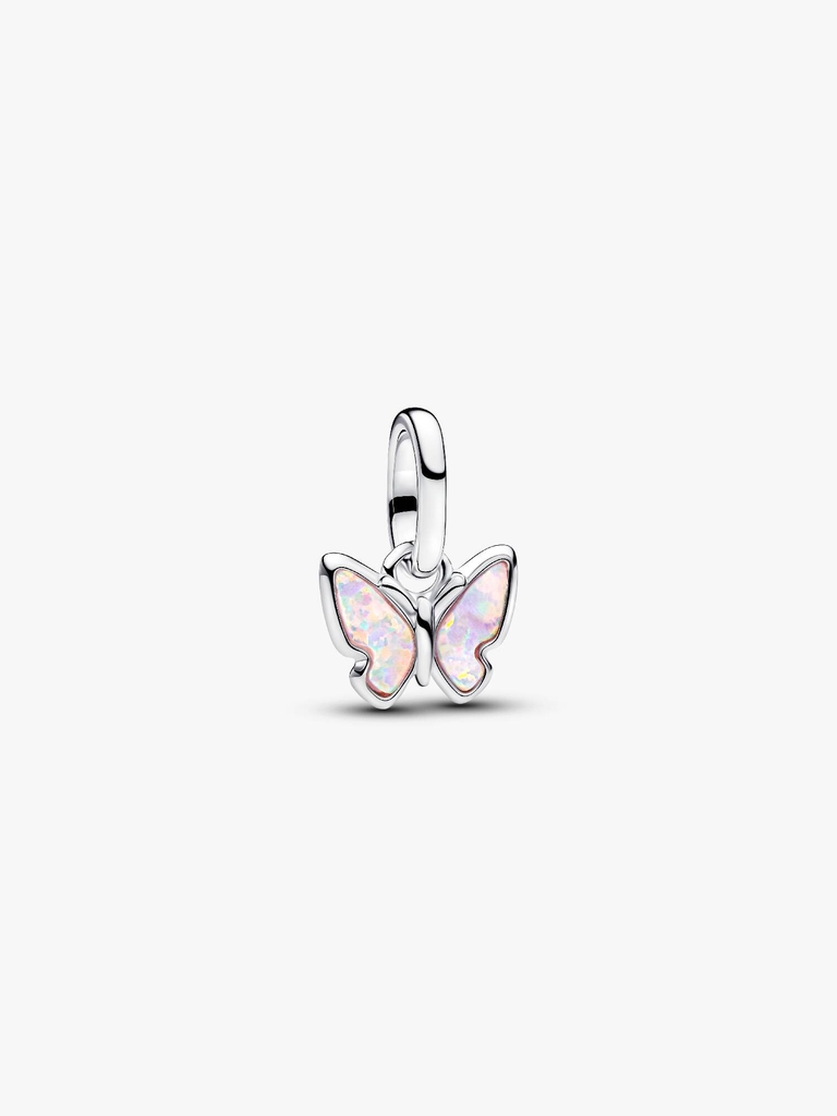 Bille mini papillon, argent, opale rose de laboratoire, Pandora Me