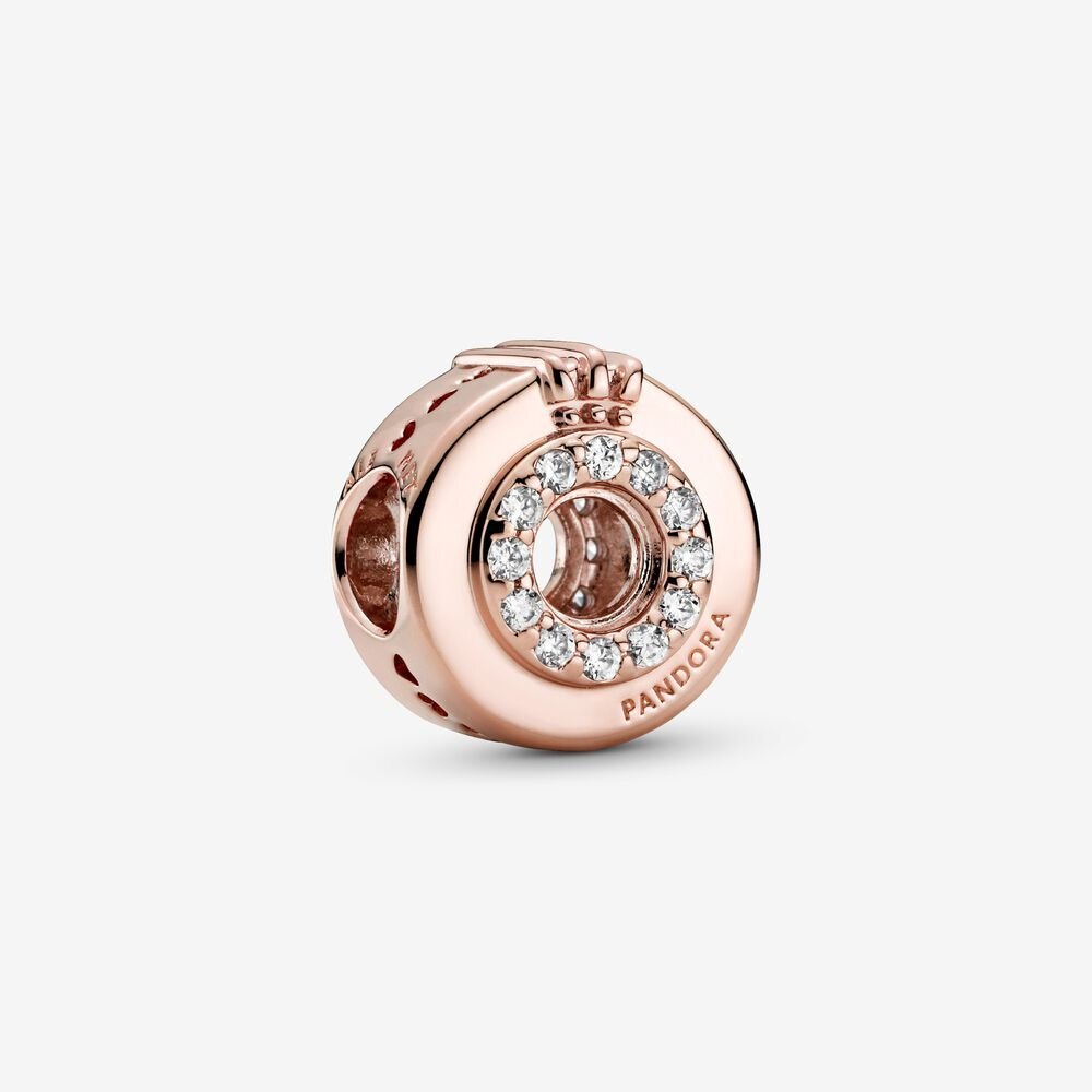 Bille o couronné pavé au centre ajouré, cz incolores pandora rose - 789059C01 - Pandora