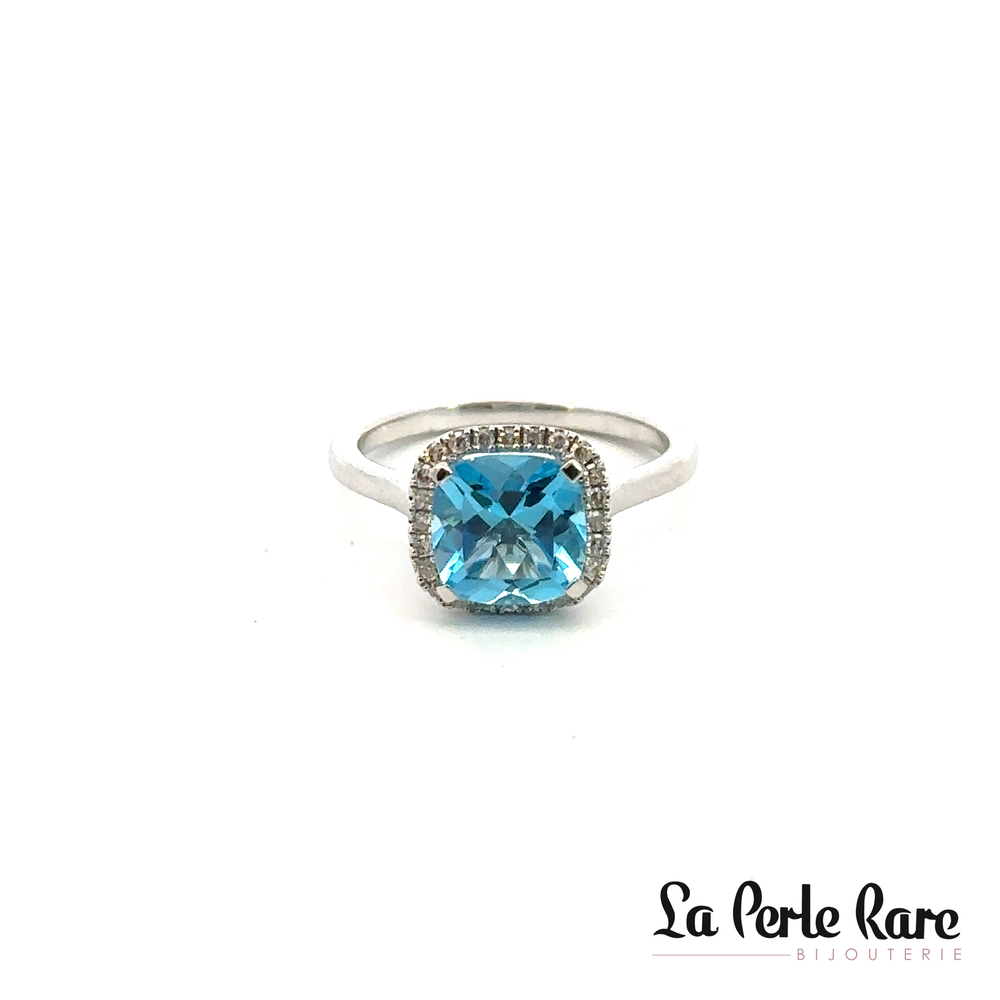 Bague or blanc, topaze bleue, 15 pts dia tot - M13R2116BTS44Z - Exclusivités