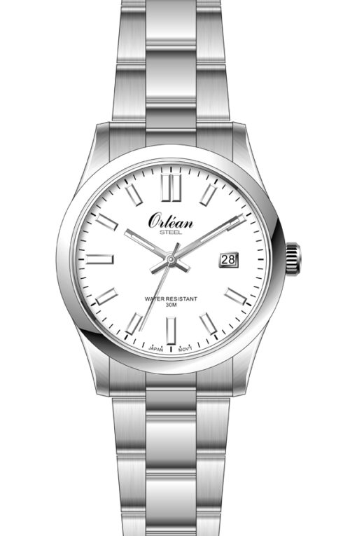 Montre acier inoxydable, fond blanc - ME3414 - Orlean