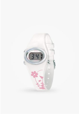 Montre silicone blanc avec fleurs roses - DW1-AP - B Fly