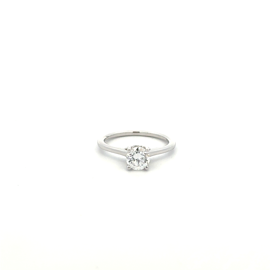 Bague solitaire, or blanc 14 carats, 84 points de diamant de laboratoire total, VS/F, certificat - FDC-437AW-075 - Malo