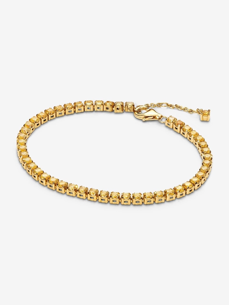 Bracelet tennis, métal unique plaqué d'or 14 carats, cristaux jaunes - 561469C03-2 - Pandora