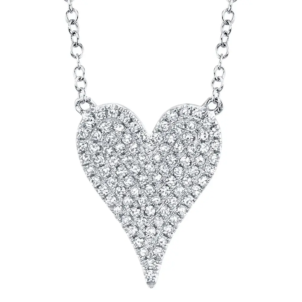 Collier coeur, or blanc, 21 pts dia tot - SC55002004 - Shy