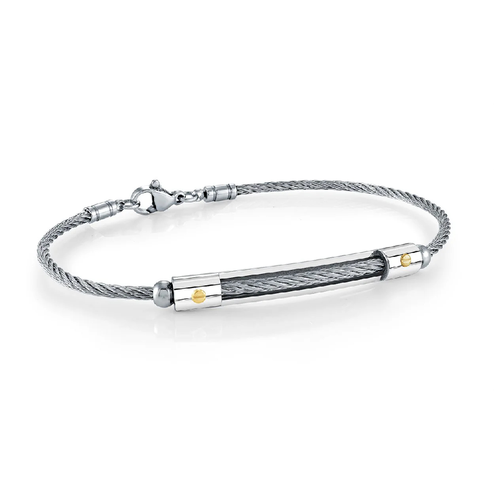 Bracelet acier inoxydable 2 tons (blanc/jaune) - SMBG185 - Italgem Steel