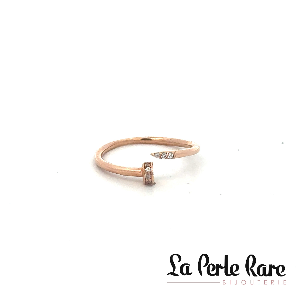 Bague de style Cartier, or rose 10 carats, zircons incolores - RDD01-3443R - Exclusivités