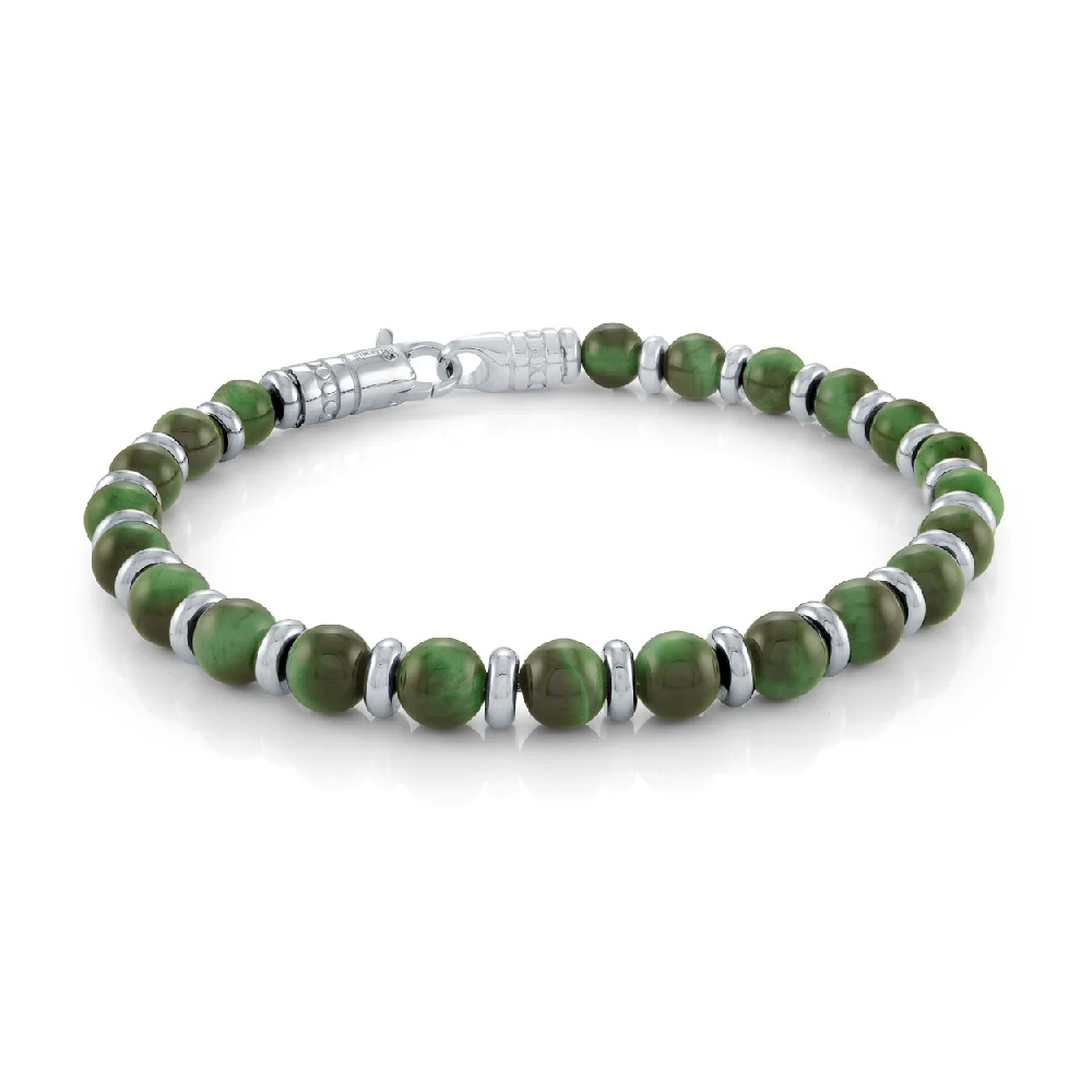 Bracelet acier inoxydable, oeil-de-tigre vert - BB-343-8 - Italgem Steel